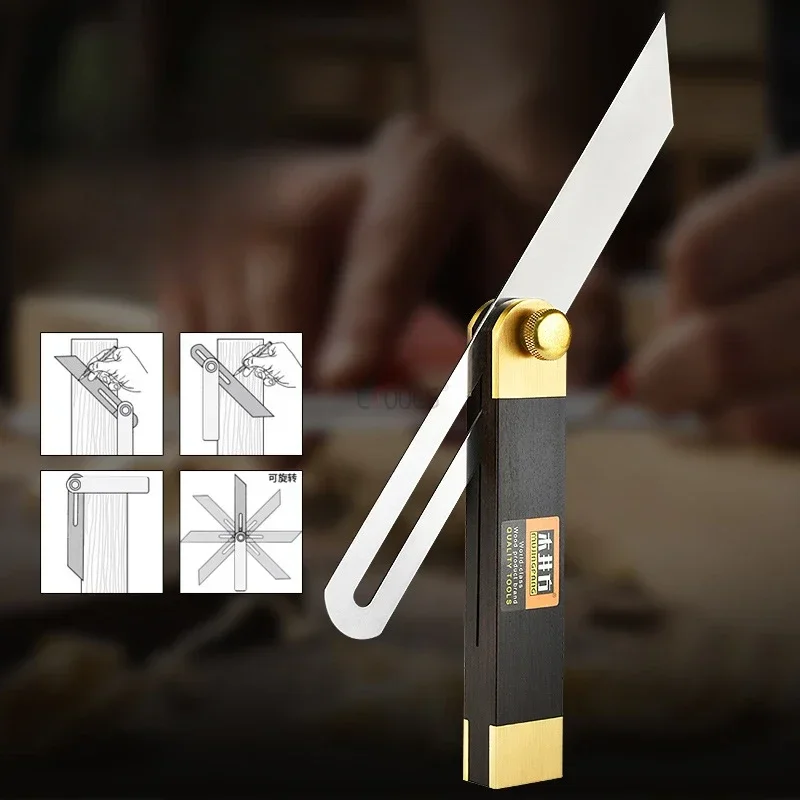 Маркировочная линейка для деревообработки, регулируемые угловые калибры, квадратная скользящая Т-образная фаска с деревянной ручкой из черного дерева, инструмент для измерения уровня