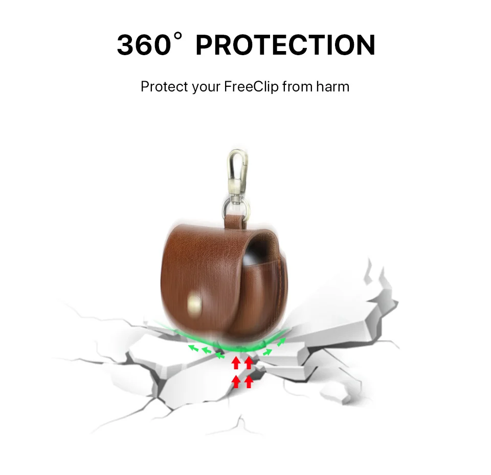 Vintage Echtleder Kopfhörerhülle mit Haken für Huawei FreeClip Ohrhörer Abdeckung stoßfeste Schutzhülle Kopfhörerhülle – Detail 9