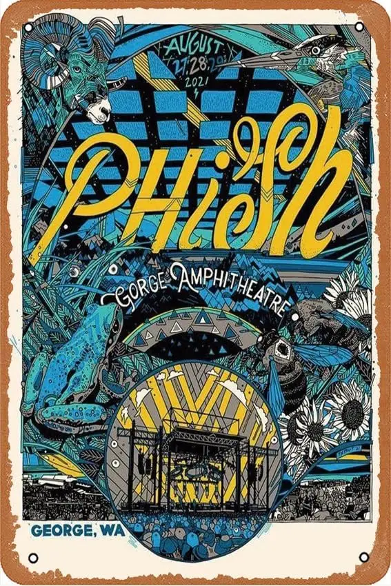 1pcs Phish George 2021 (AP Blue Edition) Concert Posters Vintage Metal Tin Sign Wall Decor for Bars, Restaurants, Cafes, Pubs 12