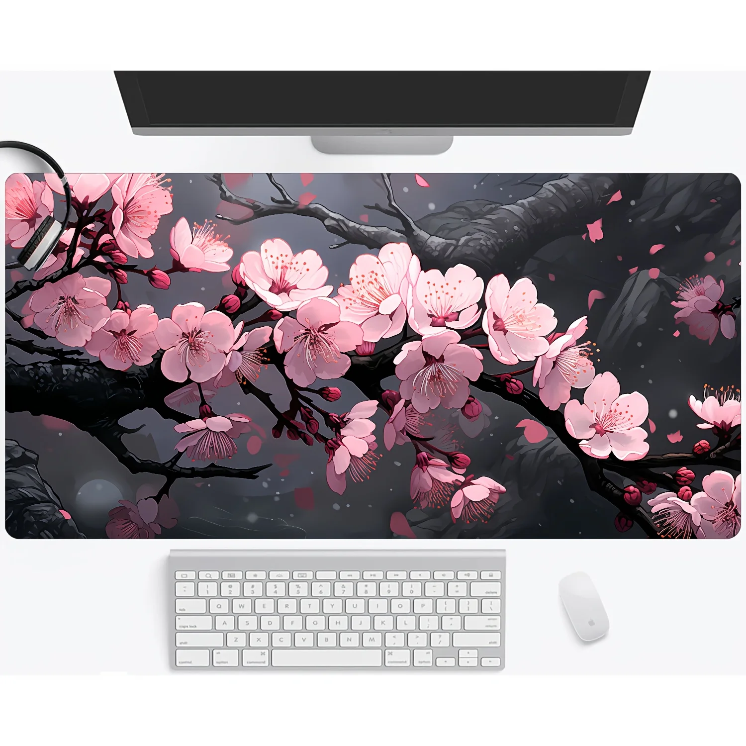 

Japan Sakura Aesthetics Mouse Pad Large Rubber Anti-slip PC Desk Accessories Mousepad for Office & Gamer Keyboard Mats Decor Mat