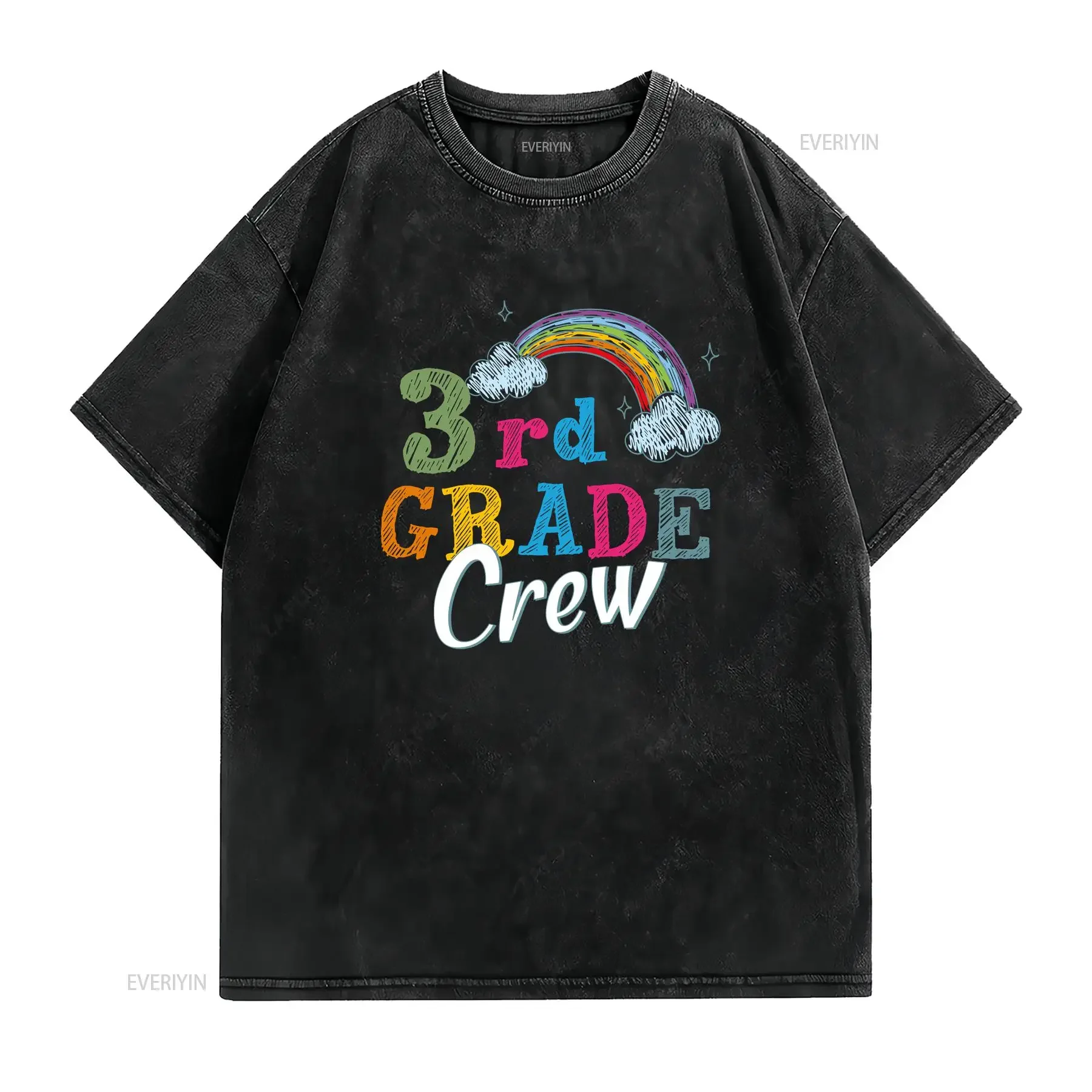 Third Grade Crew T Shirt Hello School 3rd Rainbow Teacher Levels vintage Washed Stretched Casual Versatile designer clothes