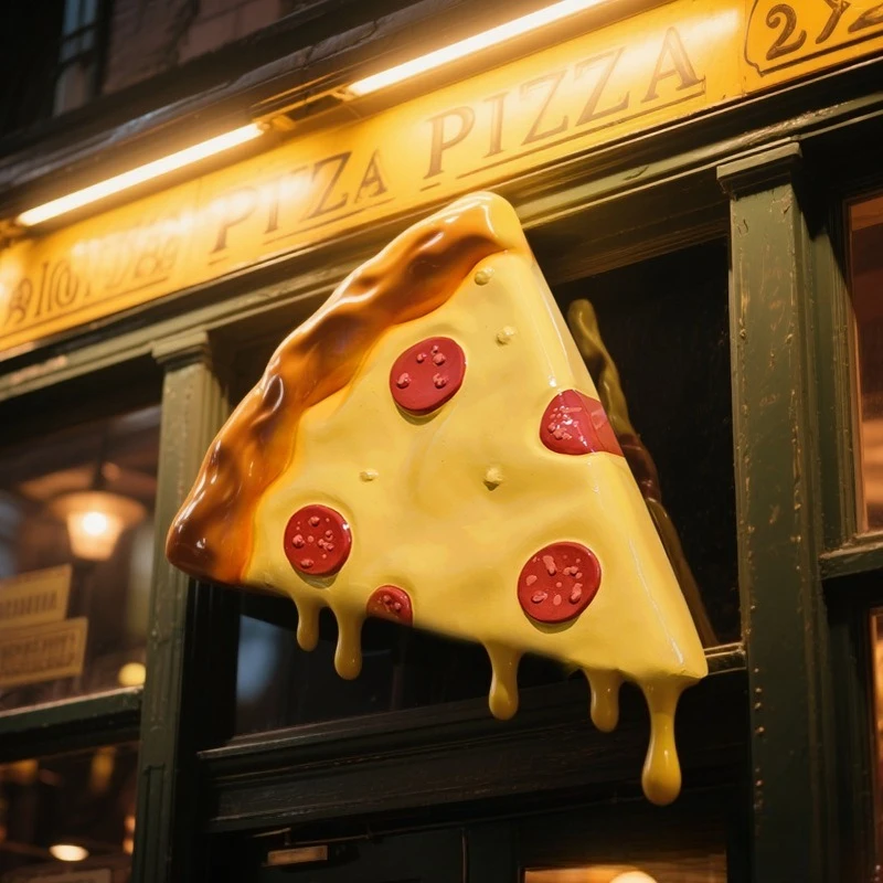 Door simulation pizza model FRP sculpture Door clock in decoration