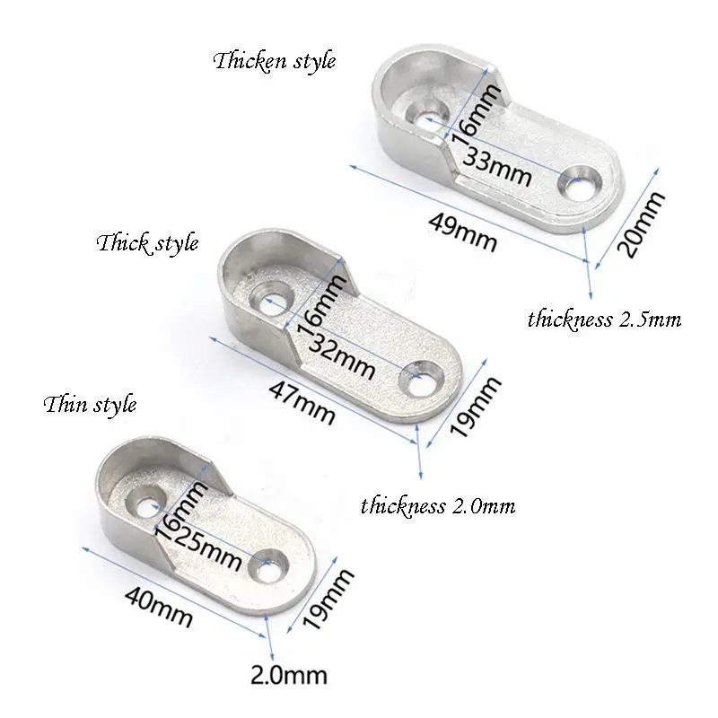 Zinc Alloy Clothes Rail Brackets 16mm Wardrobe Rod Supports Wall Mounted Pipe Tube Clothing Bracket Furniture Accessories 옷거리브라켓