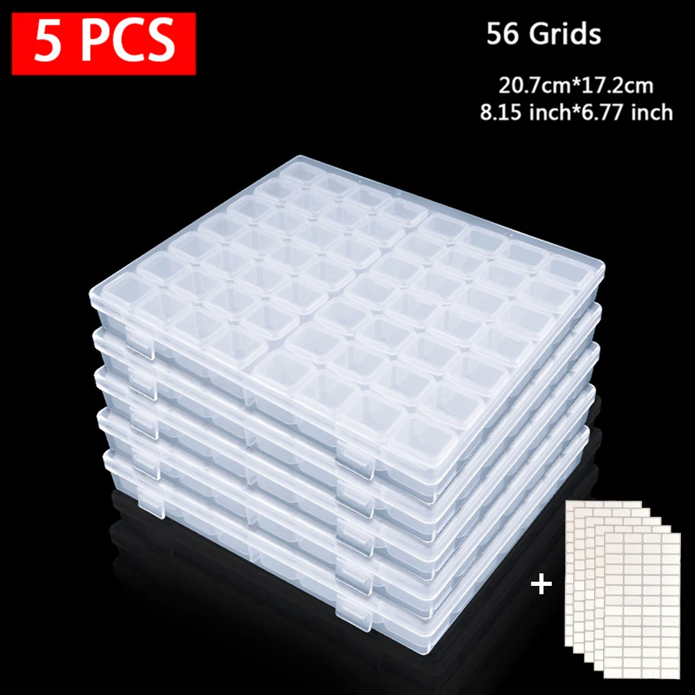 28/56 Slot Diamond Painting Accessories Tool Transparent Plastic Storage Box Nail Rhinestone Bead Storage Box jewelry organizer