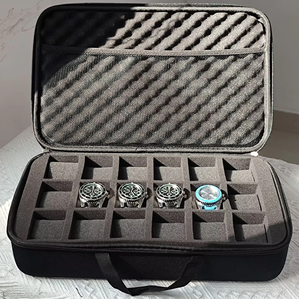 8/10/15/18Slot Watch Case Storage Bag Hard Shell Travel Bags With Spongs Men Boy Gift For Smart Watches Waterproof EVA Tool Box