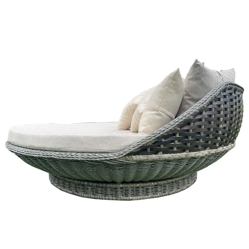 Outdoor PE rattan sofa hotel resort scenic B & B hanging chair beach seaside waterproof sun protection bed