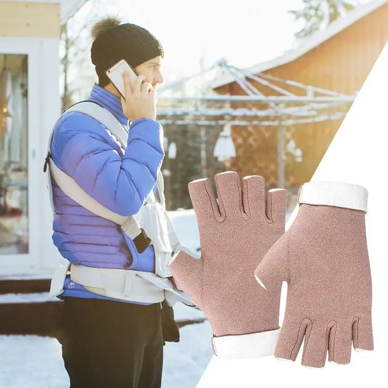 Thermal Gloves For Women Breathable Gloves With Finger Holes Men's Winter Gloves Flexible Mens Fingerless Gloves Women Winter