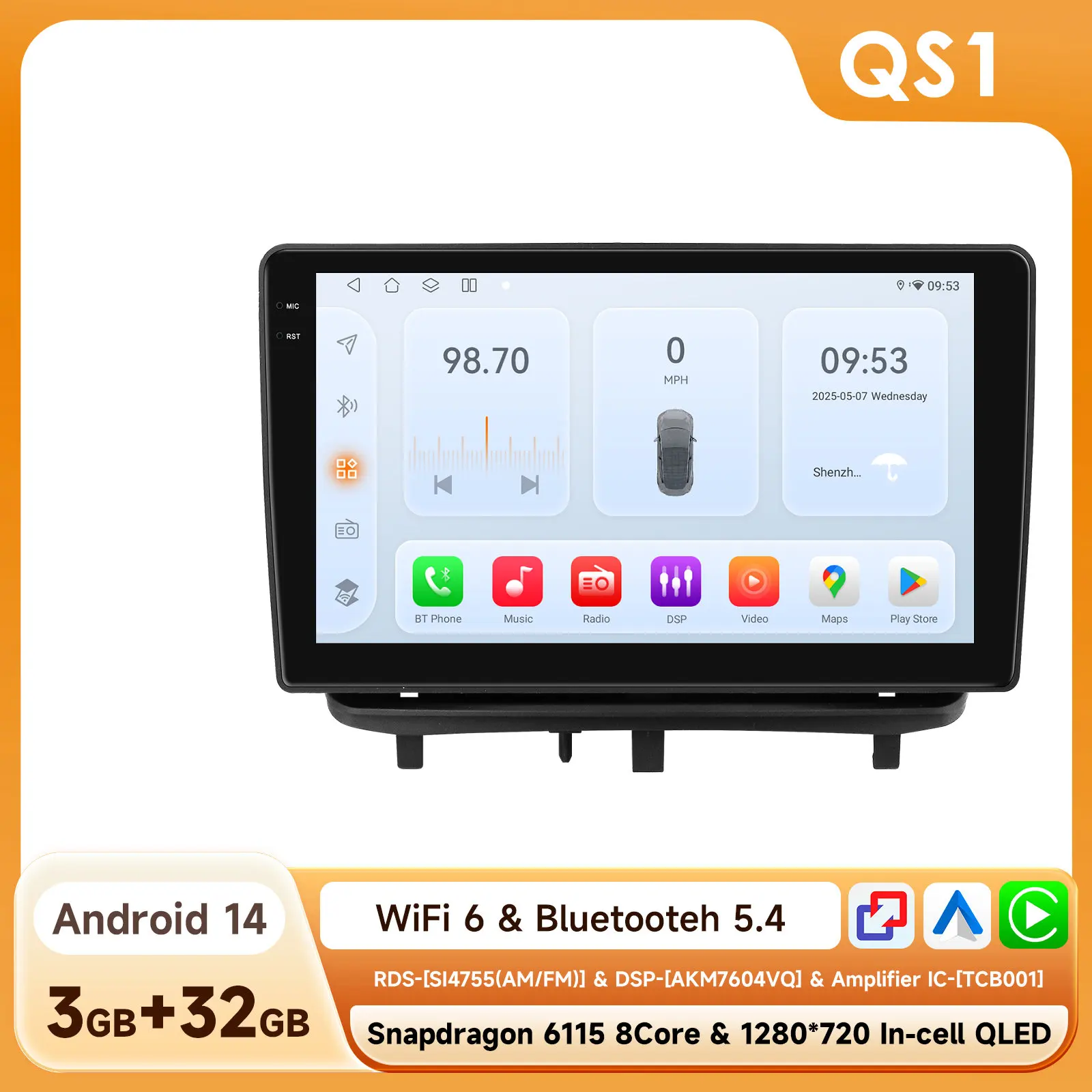 Carplay 4G 2Din Android 14 Autoradio voor Opel Corsa D 2007-2012 Hatchback Van Multimedia Video GPS DSP AI Intelligente Speler RDS