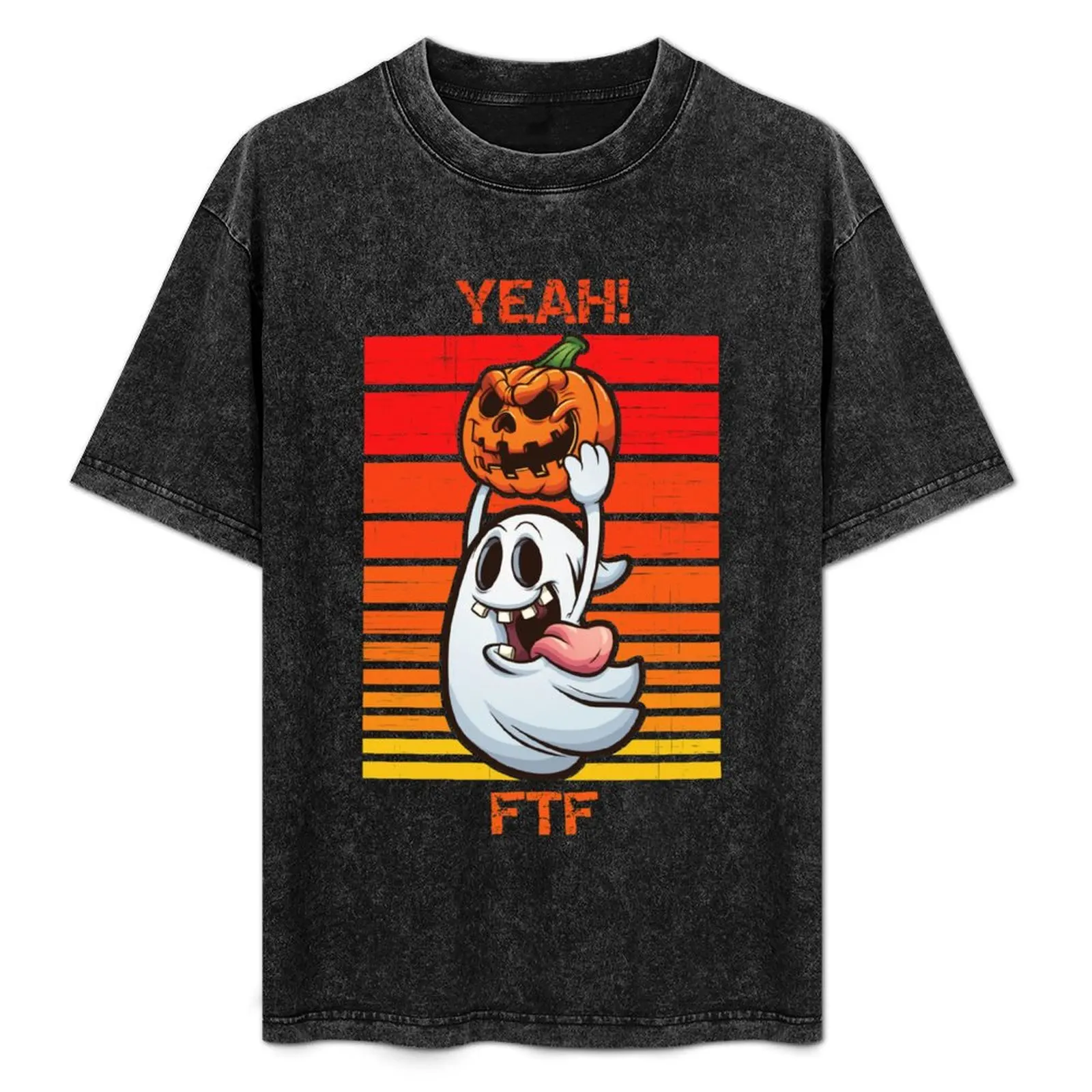 

Happy little ghost with pumpkin FTF geocaching T-Shirt Holiday Party Tee Shirt