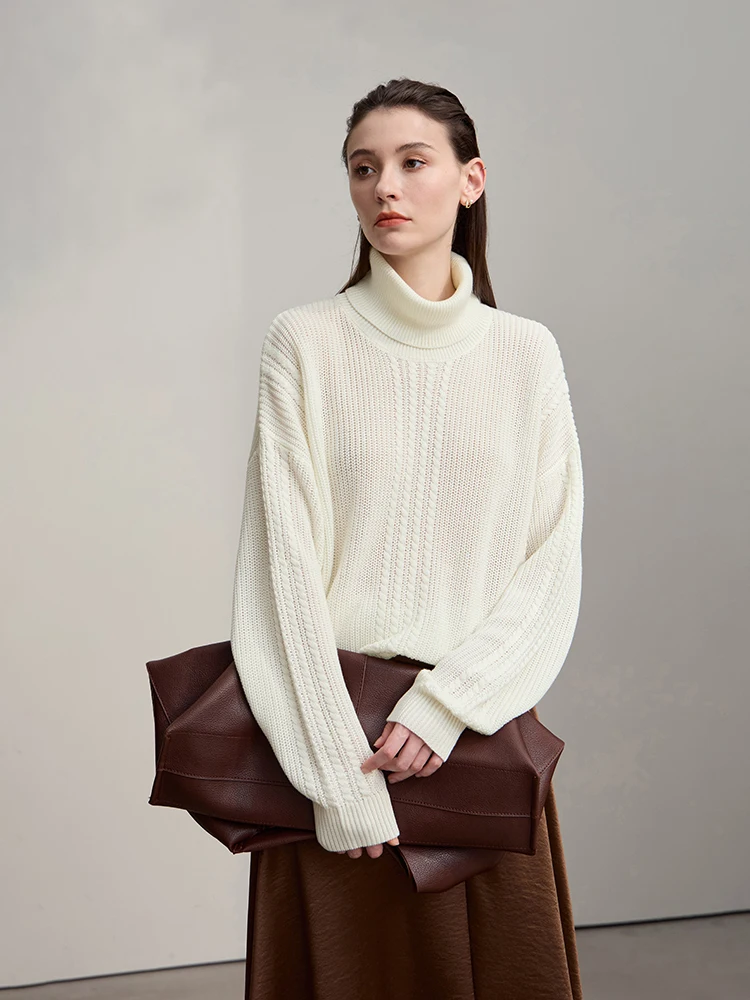 

AMII Women's Sweater 2025 Winter New Warm Commuter Versatile Turtleneck Sweaters For Women Retro Long Sleeve Tops Ladies12544112