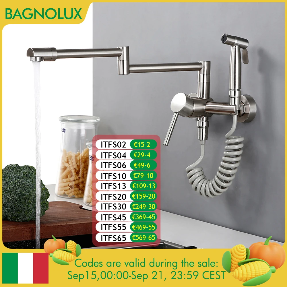 

Кухонный смеситель с распылителем, настенный кран для горячей и холодной воды, выдвижной кран с двумя отверстиями, черная горячая распродажа