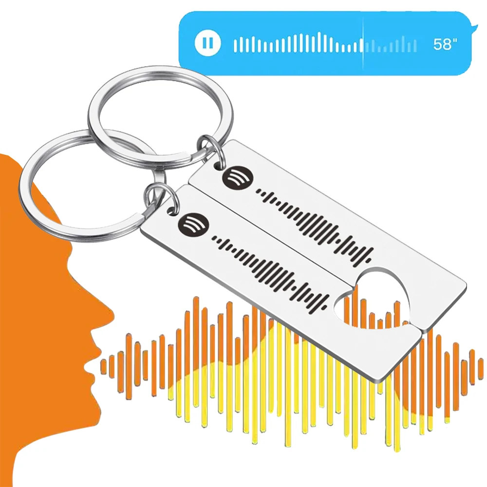 

Couple Music Gift Keychain Personalized Spotify Code Keychains Custom Music Spotify Scan Code Key Chain Engrave Key Ring Jewelry