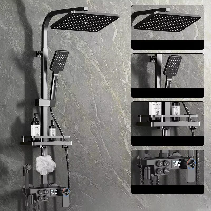 Digital Thermostatic Shower Set Bathroom Hot Cold Rainfall Multi Function  Smart Shower Faucet Set