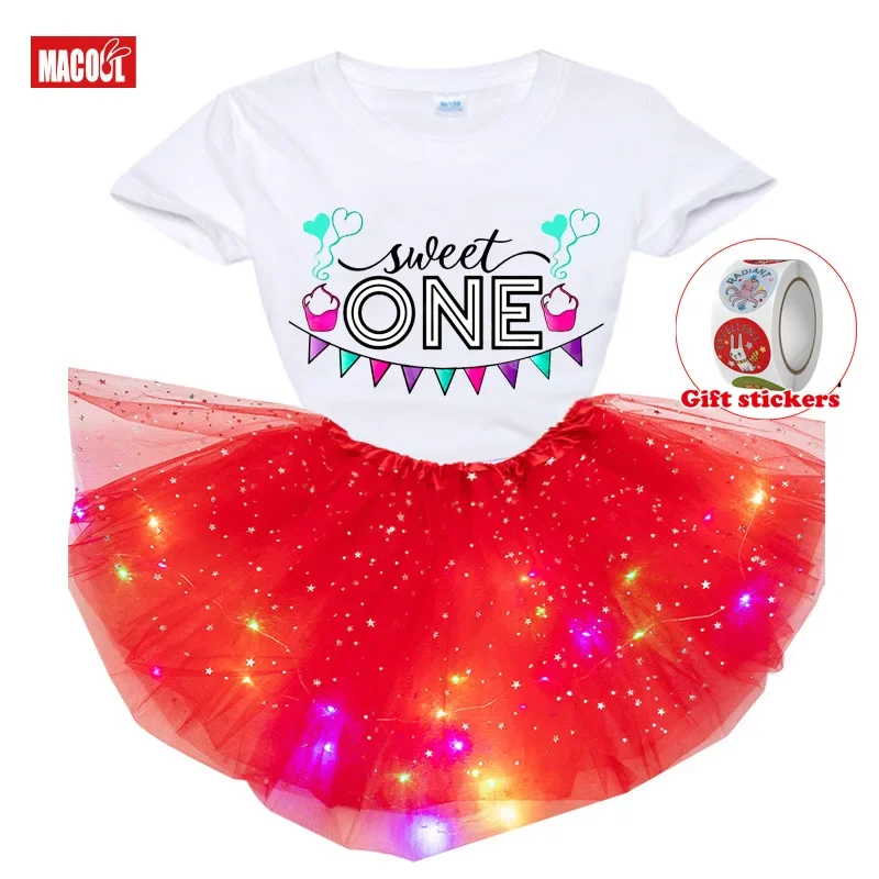 Girls Tutu Dress Set Family Custom Name T Shirt Kids Dress 2025 Family Matching Outfits Kids T-shirt+Skirt+Children's Stickers