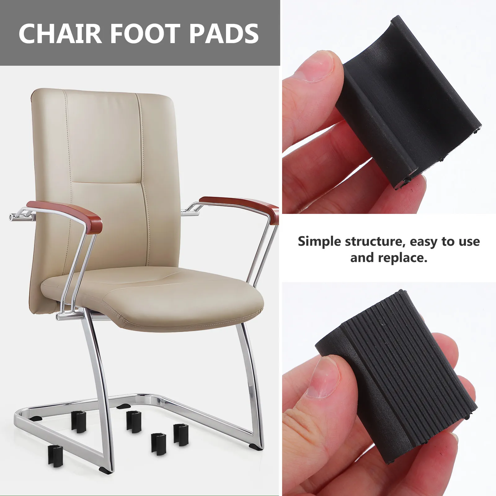 20Pcs Black Plastic Pipe Clamp Chair Tube Clips Non Slip Pads U Shape Bracket Furniture Foot Protector Office Dining Chair Use