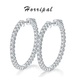 HORRIPAL D Color VVS1 Full Hoop Moissanite Earrings for Women GRA Certified 925 Sterling Silver Banquet Wedding Fine Jewelry