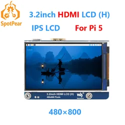 Waveshare 3.2inch HDMI LCD IPS Display 480×800 For Raspberry Pi5 / PI4 /4B / 3B / PI Zero 2W / Supports Windows