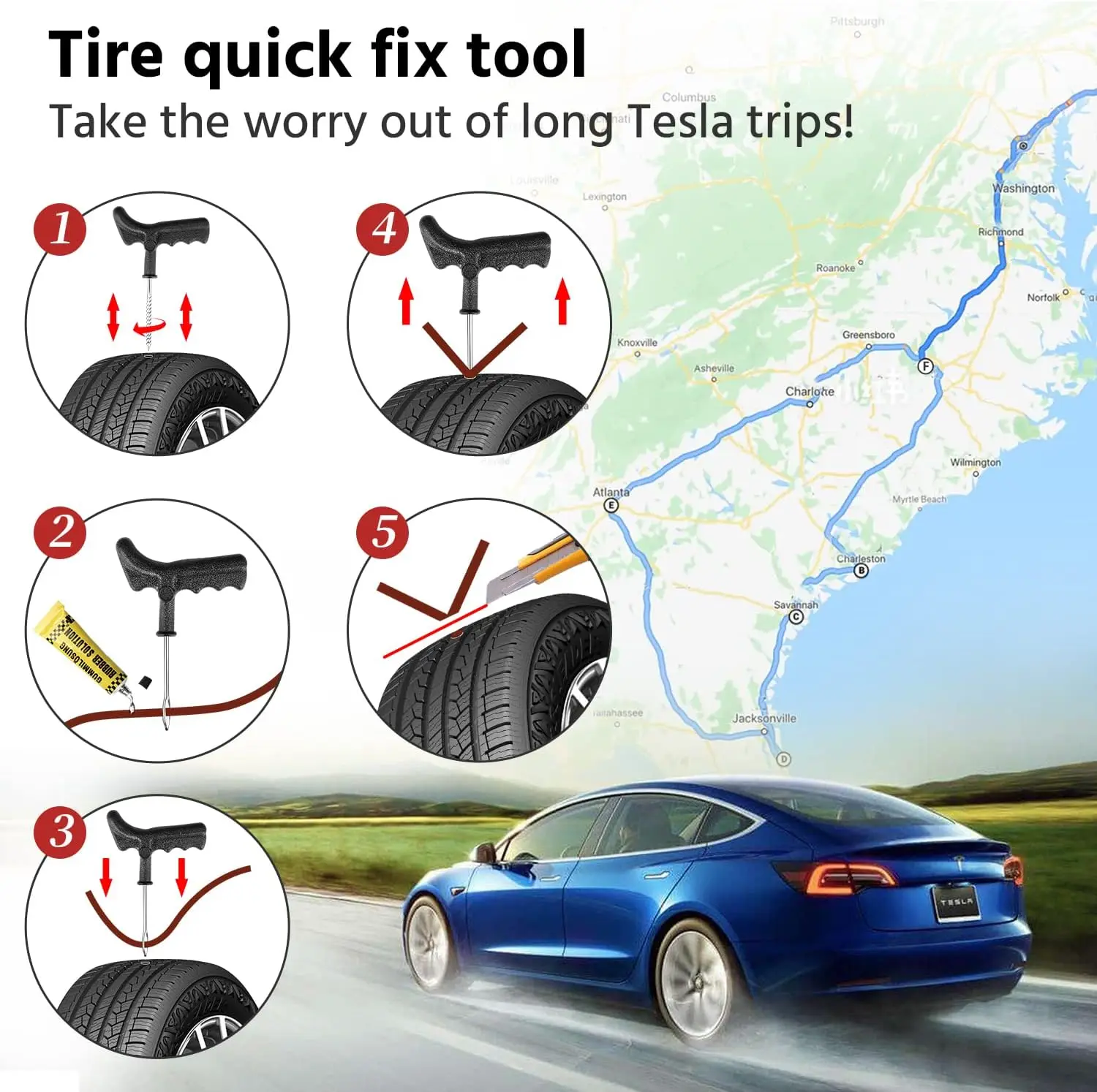 For Tesla Rubber Lifting Jack Pad Adapter Tool for Tesla Model 3/Y/S/X 2017-2024 Accessories Tire Repair Tool Lifting Jack Pad