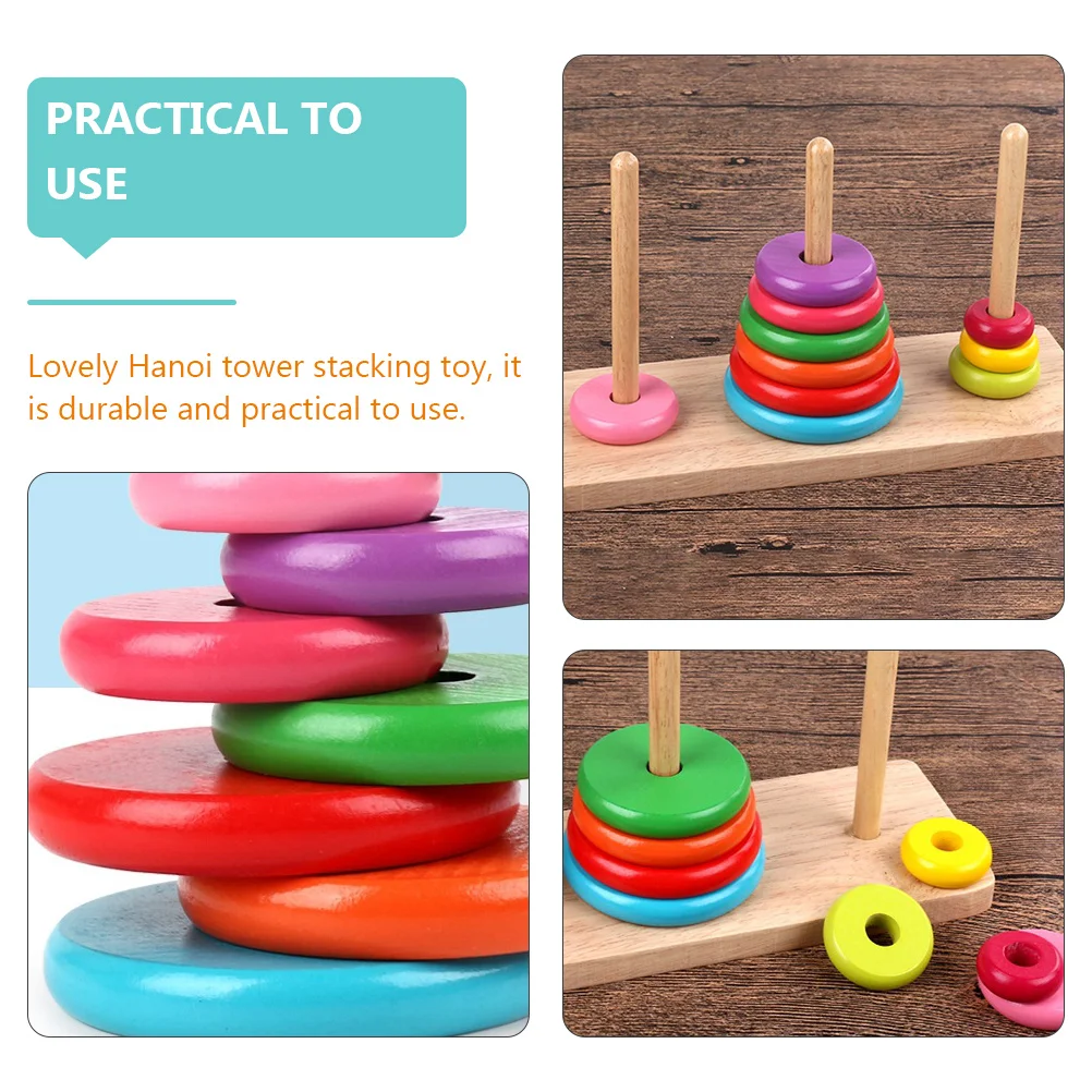 Wooden Tower of Hanoi Educational Toy Kid Childrens Toys Kids Stacking Plaything