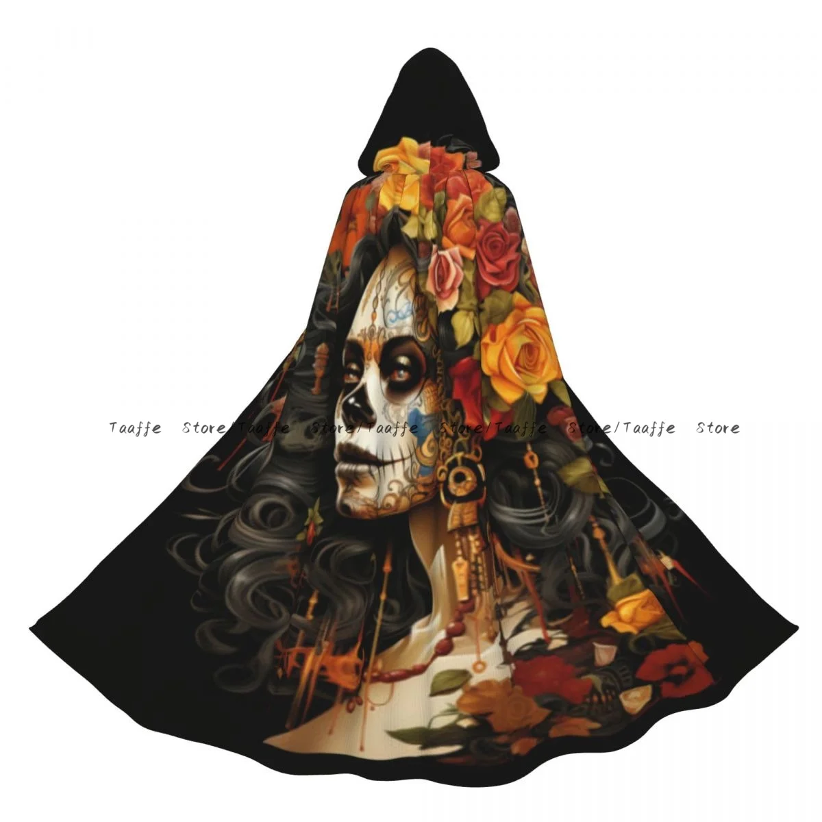 

День мертвых женщина с цветами в волосах плащ ведьмы Хэллоуин косплей костюм для взрослых плащ унисекс ретро накидка в стиле ретро