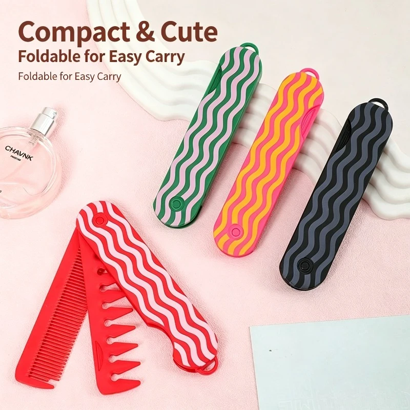 Travel Color Multifunctional Folding Comb 2-in-1 Styling Comb Portable Comb for Men and Women Fluffy Texture Smooth Hair Comb