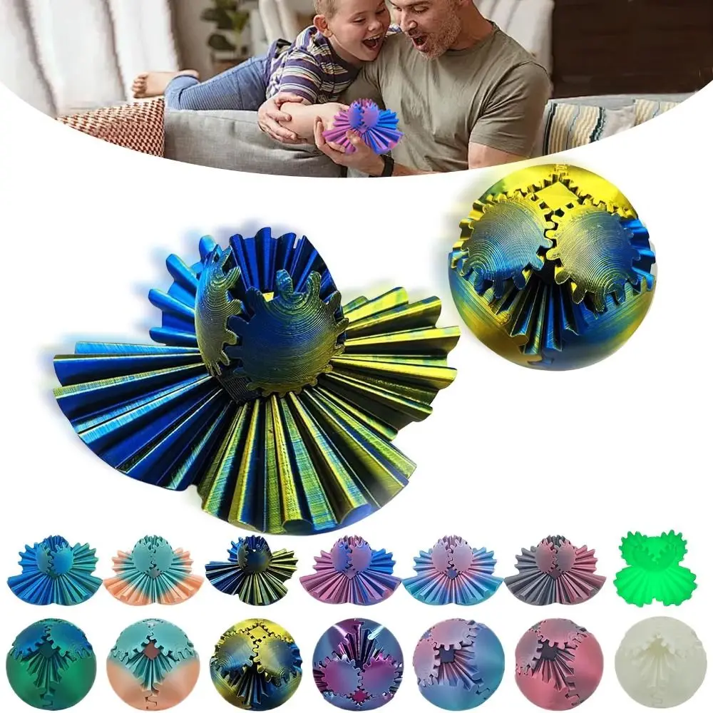 Creative Anxiety Relaxing 3D Printed Gear Ball Fidget Toy Sensory Needs Spin Ball Rotary Gear Sphere Stress Ball for Kids