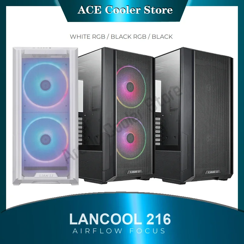 LANCOOL 216 Computer Case Gaming PC Chassis Support E-ATX/ATX/M-ATX/Mini-ITX, 480.9*235*491.7mm With Fan Water Cooling Cooler