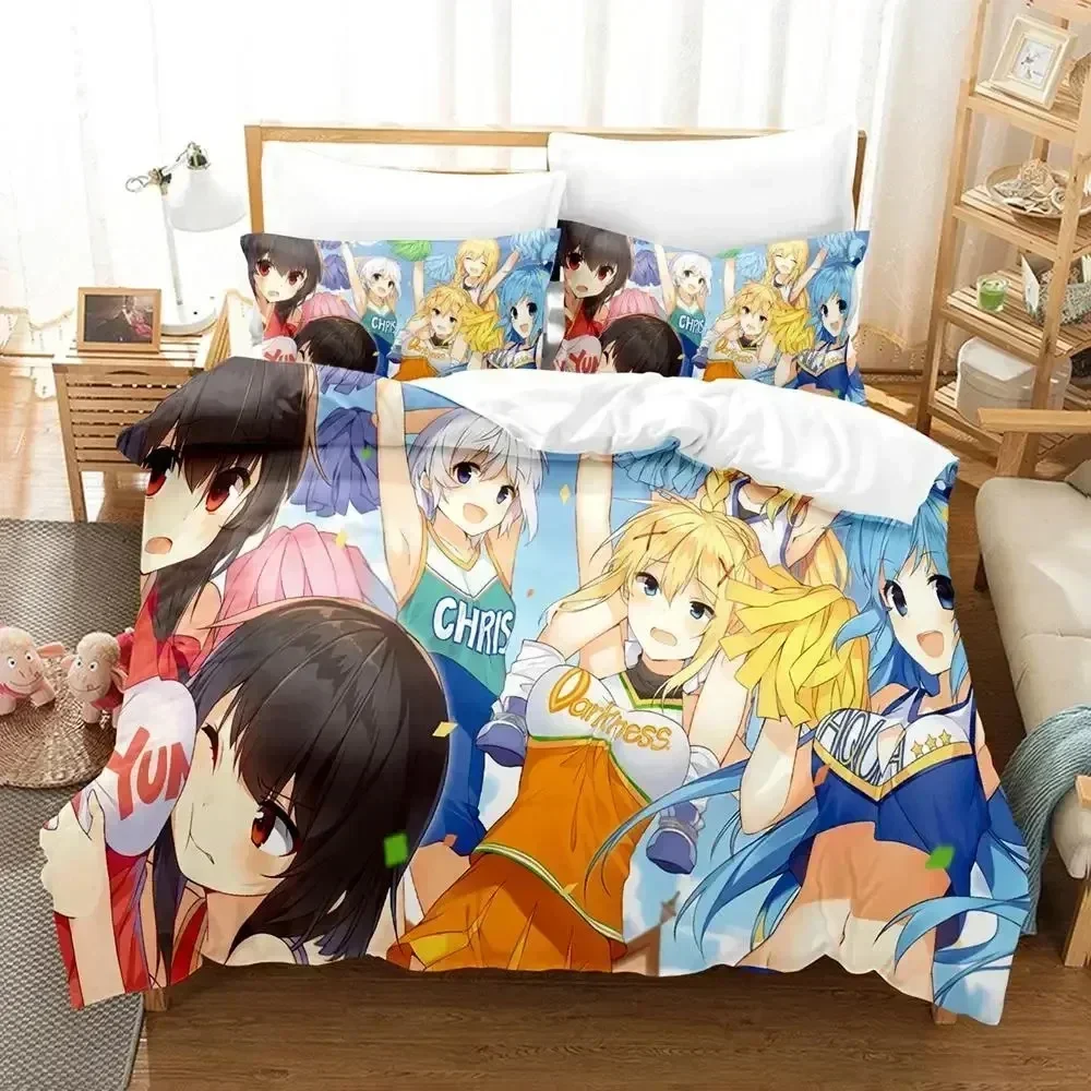 

3d Anime KonoSuba Bedding Set Printed Bed Set With Pillowcase Bed Duvet Cover Soft Queen King Size Bedclothes Home Kids Adult