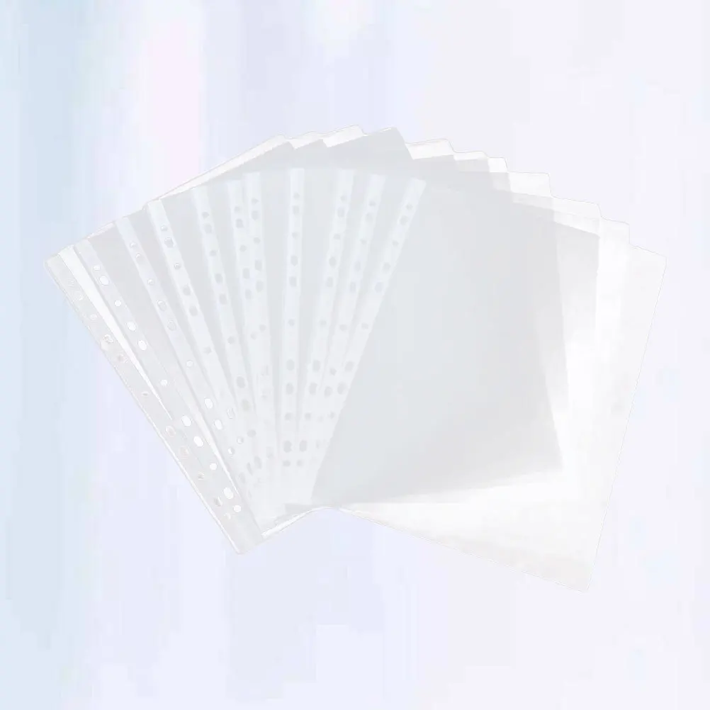 100Pcs Transparent Sheet Protectors 11 Hole Punched A4 Size Clear Protector for Binder Lightweight Material Long Lasting