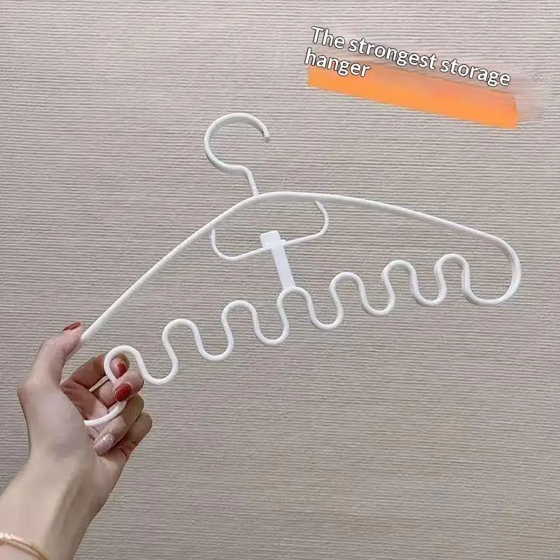 10Pcs Wave Pattern Clothes Hangers Multi Slot Anti Slip Hanging Rack Closet Organizer for Bedroom Dorm Storage