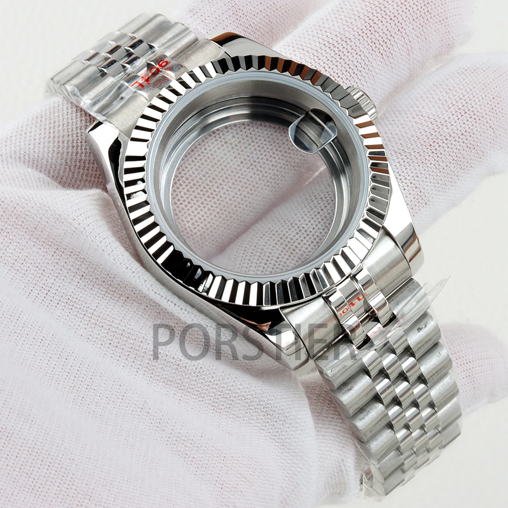 Silver 36/39mm NH35 Case Sapphire Glass Solid 316L Stainless Steel Jubilee Bracelet for Datejust NH35 NH36 Movement 28.5mm Dial