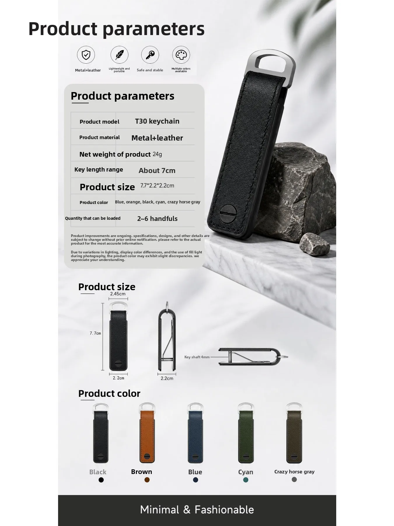 Tragbares Multifunktionales Leder-Schlüsseletui Aluminium-Schlüsselorganizer Clip Langlebiger Taschen-Schlüsselanhänger für Standardschlüssel – Detail 10