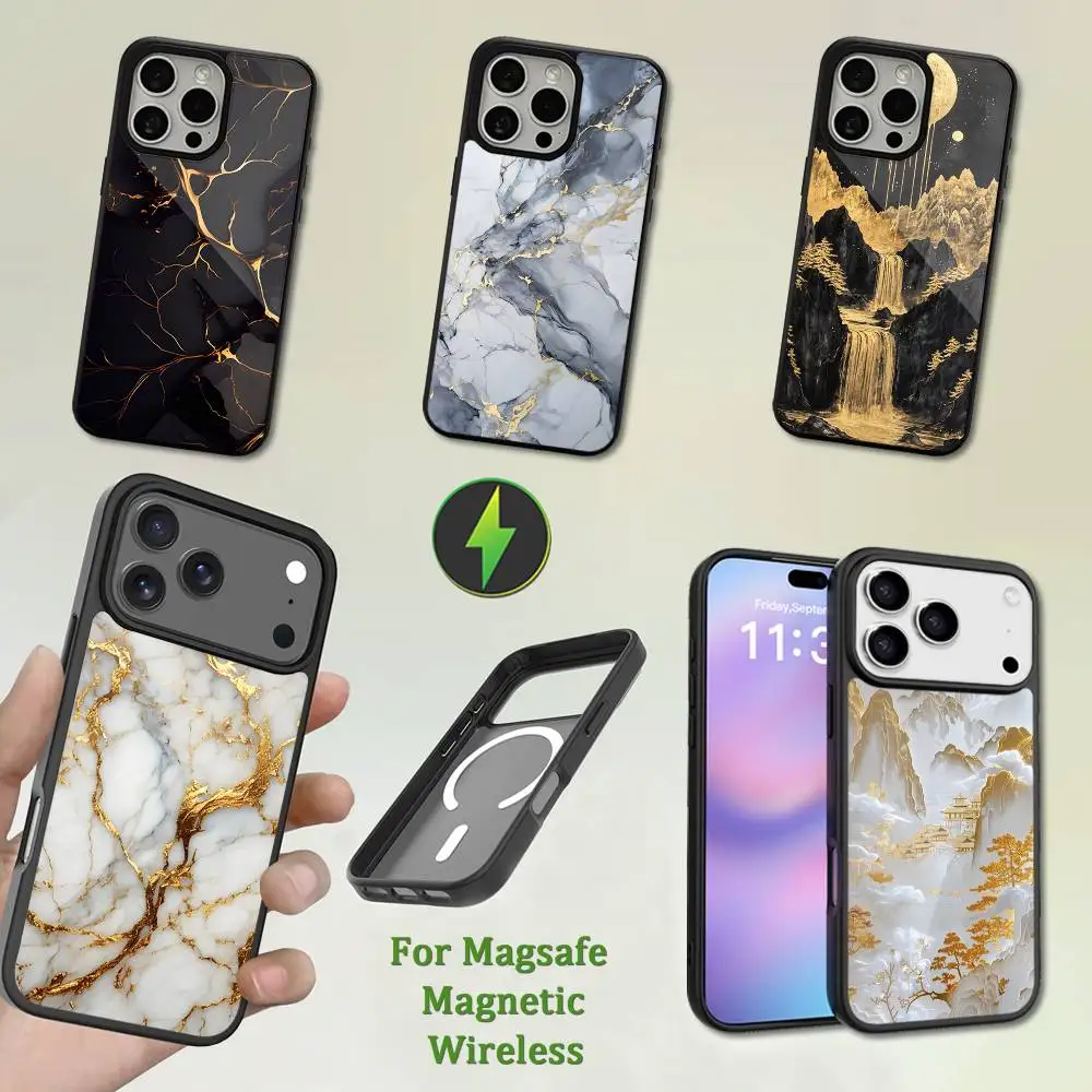 

Cool Marble Texture Phone Case For iPhone 13,12,11,16,15,17,14,Pro,Max,Plus,Mini,Magsafe,Magnetic Wireless Charging