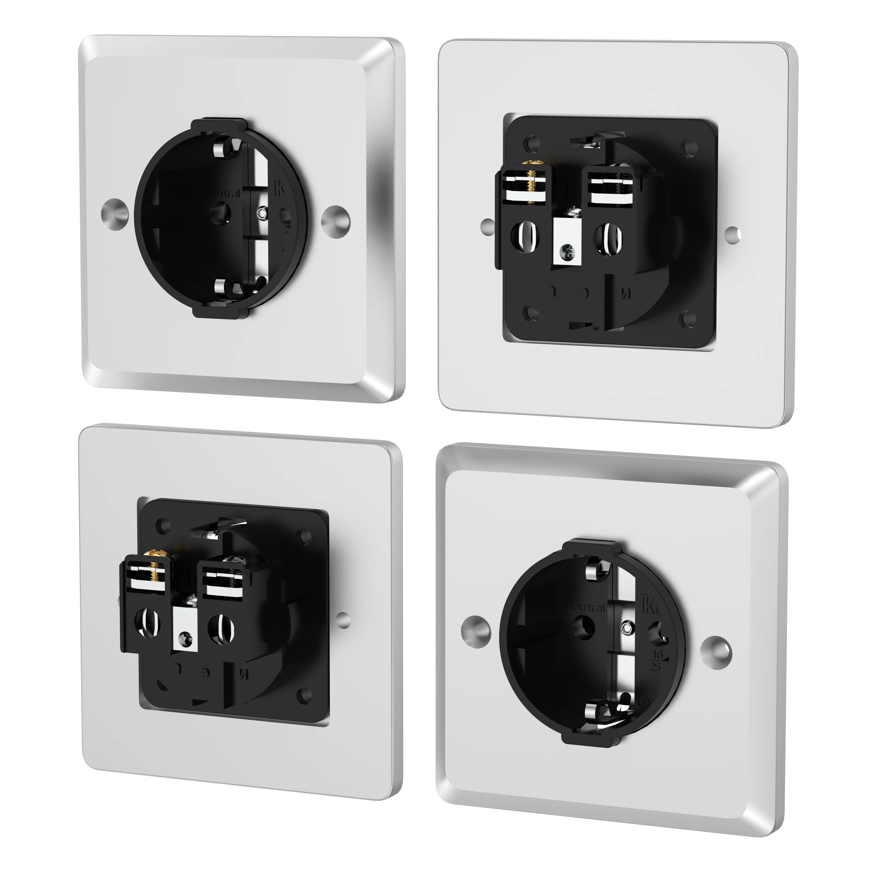 1 Stück Audiocrast Steckdosen-Wandplatte 250V 16A Rhodium-beschichtete Schuko-Steckdosen Schuko Elektrisch Europäisch Deutsch – Detail 7