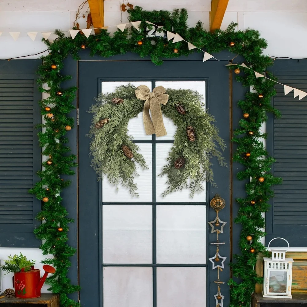 50cm Indoor Christmas Wreath with Half Round Design and PE Material for Festive Ambience and Decorative Purpose