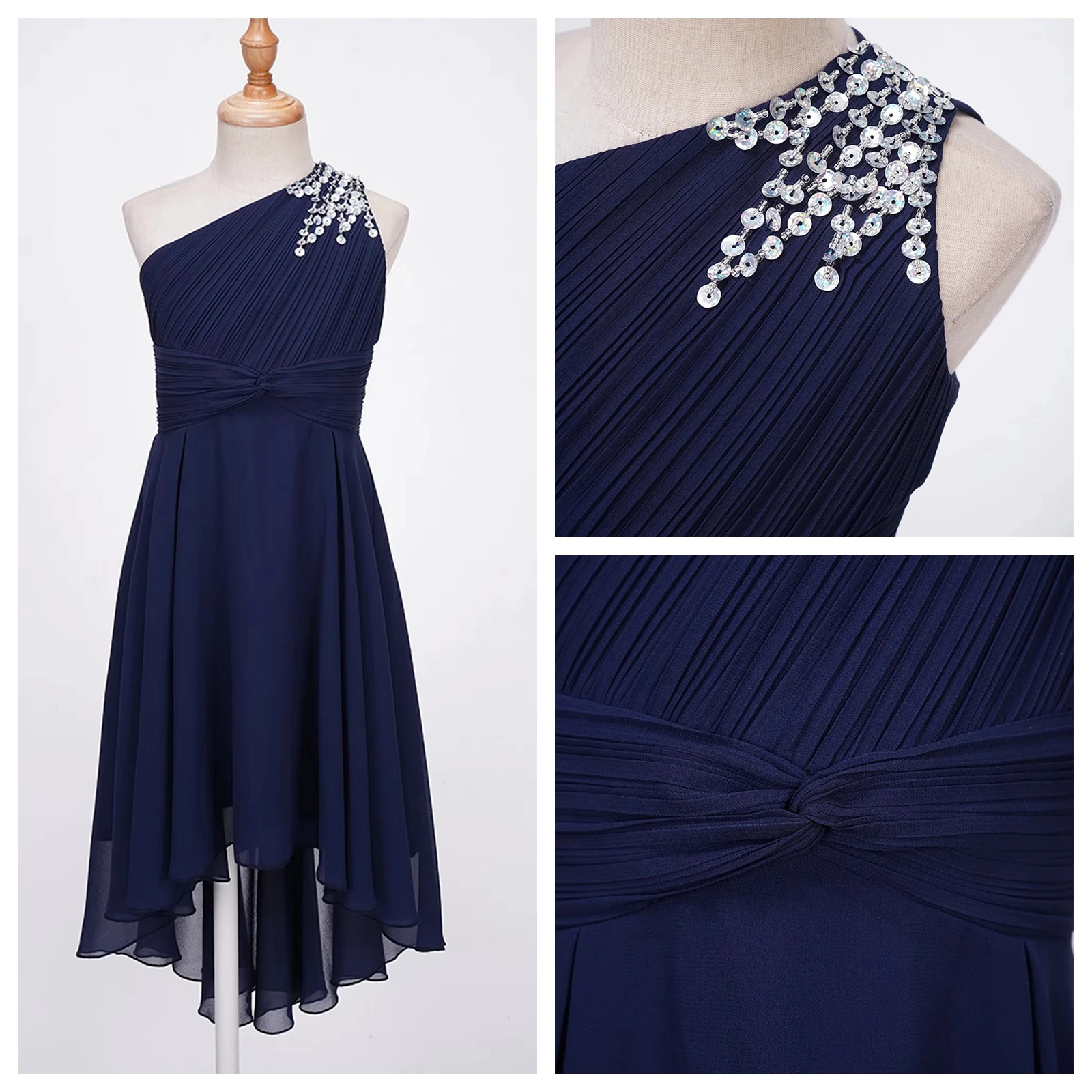 

Children Lyrical Dance Costume One Shoulder Teens Girls Birthday Party Dress for Evening Performance Proms Gown Kids Dance Wear