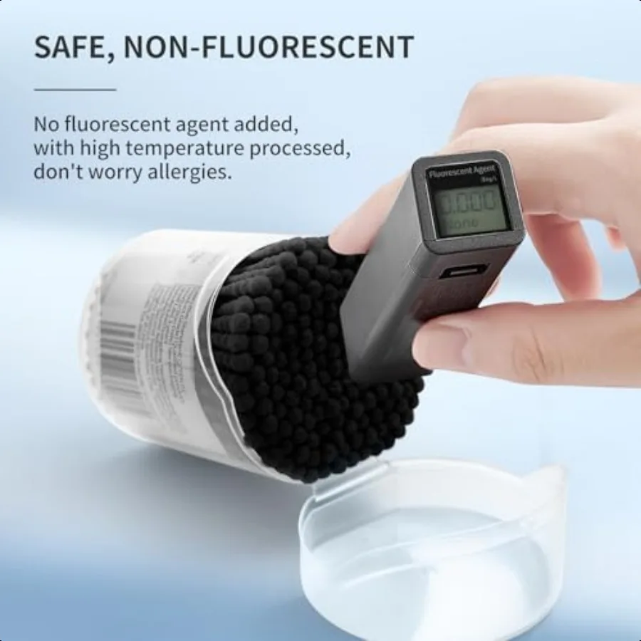 160 Batang Kapas Hitam Ujung Ganda Bentuk Spiral untuk Membersihkan Telinga, Bebas Serat, Tongkat Kertas Biodegradable, Multiguna untuk Riasan