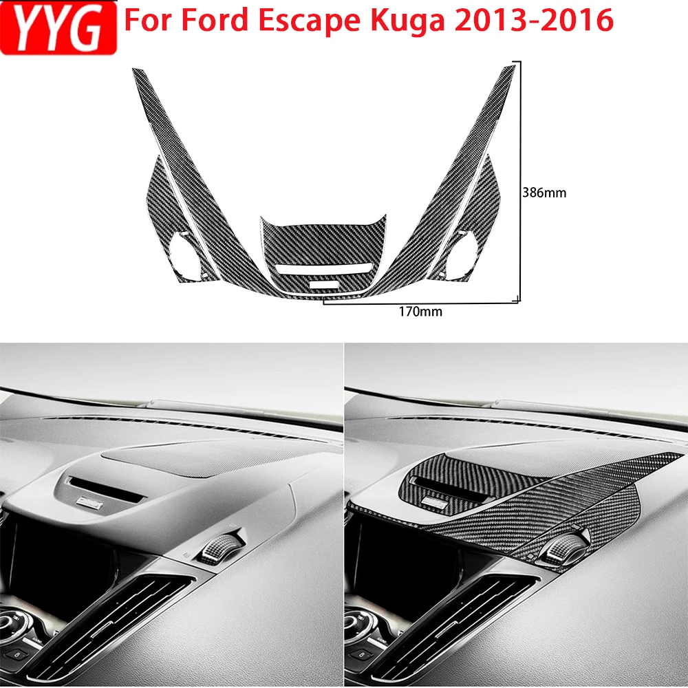 For Ford Escape Kuga 2013 2014 2015 2016 Carbon Fiber Accessories Car Interior Central Control Upper Part Panel Trim Sticker