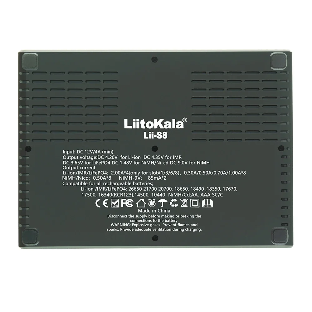 LiitoKala Lii-S8 18650 Battery charger 8-Slot Auto-Polarity Detect For 26650 21700 14500 10440 16340 1.2V 3.7V battery