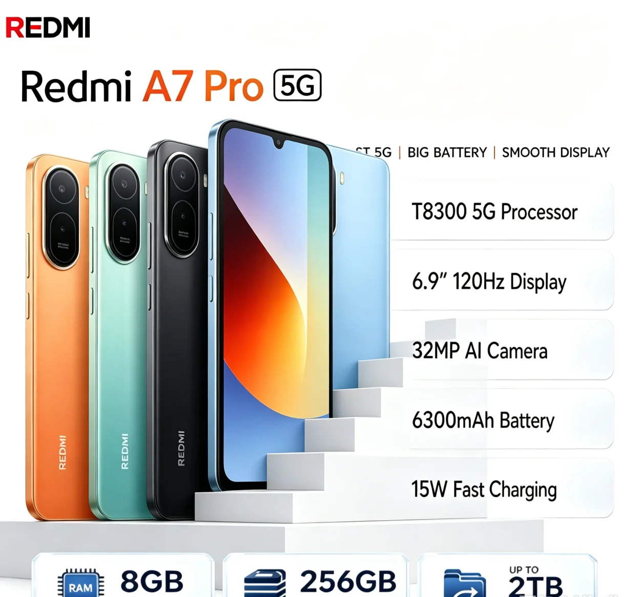 Super Hot 2026 Global Version Redmi A7Pro Unlocked Android Handset 8+256GB Memory 6.9