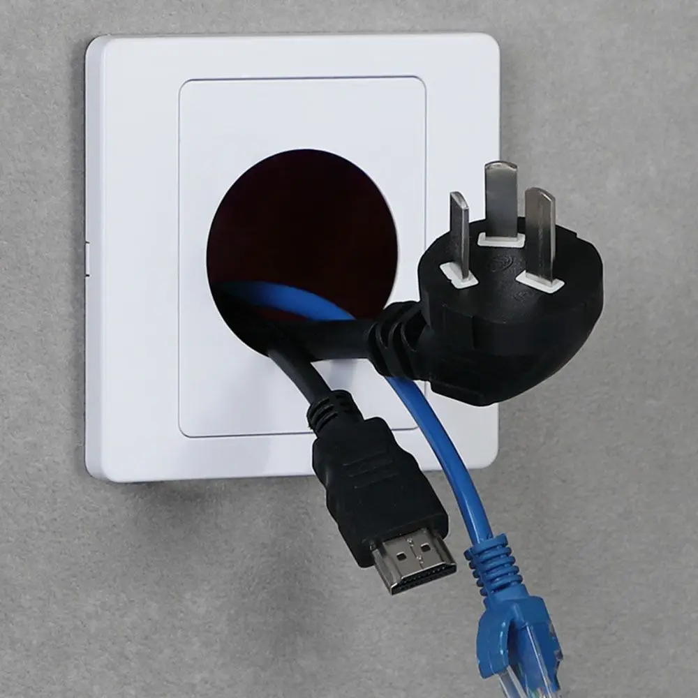 Cable Organizer Storage With Outlet Hole With Rubber Pad Cable  Panel Cable Cover Wall Blank Panel Decorative Cover