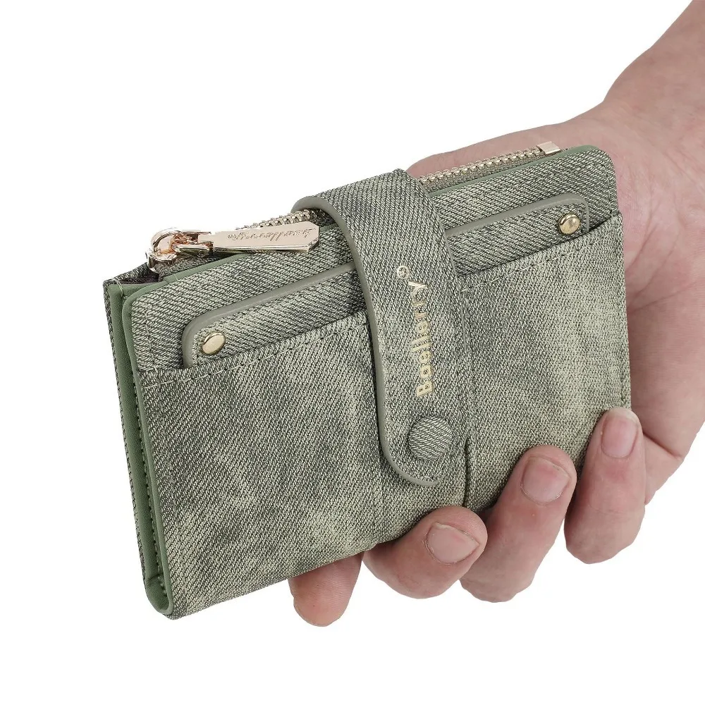 Portafoglio corto da donna elegante con chiusura a cerniera di grande capacità Porta biglietti da visita in pelle Pu Semplice borsa da viaggio per banca/identità/carta di credito