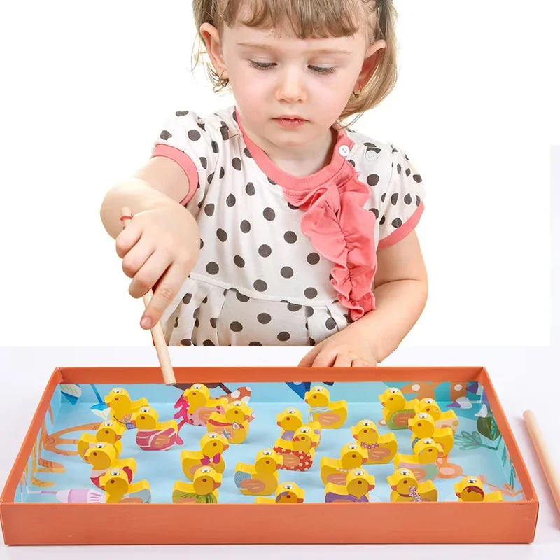 New Children's Fishing Duck Fishing Game Children's Educational Early Education Number Operation Teaching Aids Kids  Wooden Toys