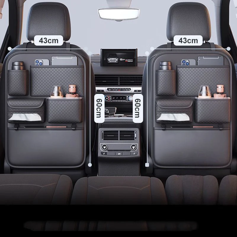 

Car Seat Back Storage Bag Upgraded 5-Pocket Auto Organizer Hanging Bag with Tissue Cup Holder Anti Kick Pad CarInterior