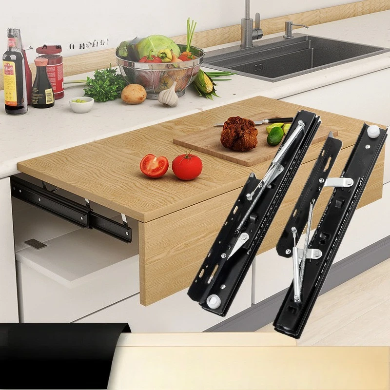 Rising invisible pull-out track telescopic desk side installation extension extension guide rail accessories desktop dining