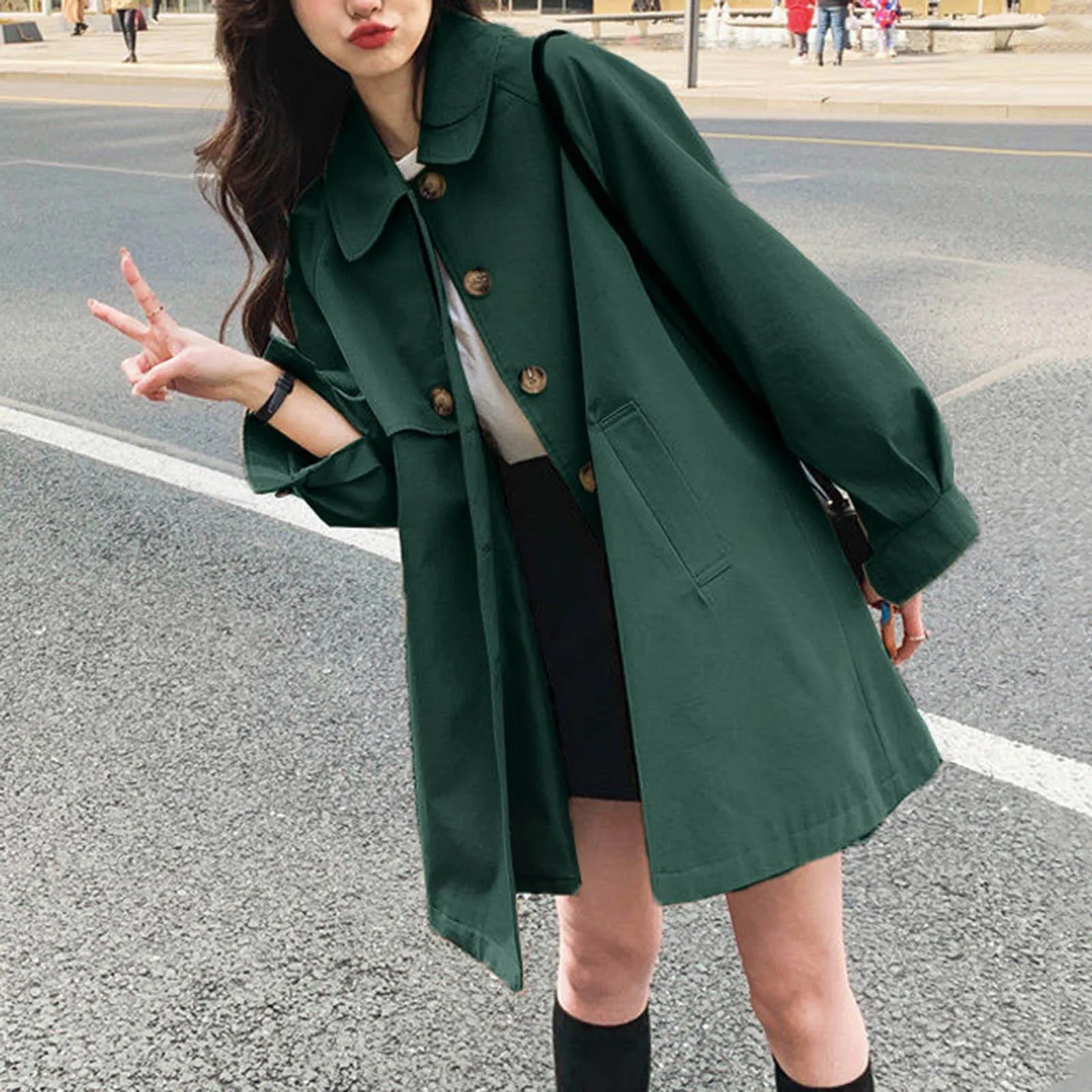 Classic Office Lady Trench Coats Formal Women Windbreake Jackets Spring Fall Outwear Gabardina Long Sleeve Ol Chaquetas New