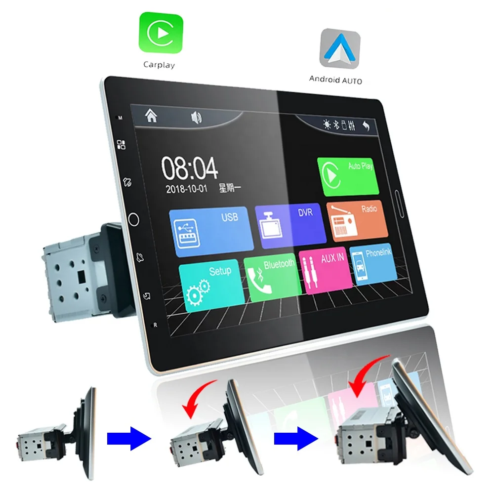 Car Stereo 10 Inch 1 Din Mp5 Multimedia Audio Carplay Touch Screen Single Din Car Player