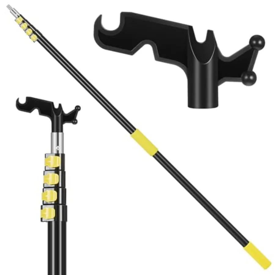 

Телескопическая удлинительная штанга 4,3-18 футов с универсальным крюком, многофункциональная алюминиевая штанга для покраски, уборки пыли и мытья новогодних окон