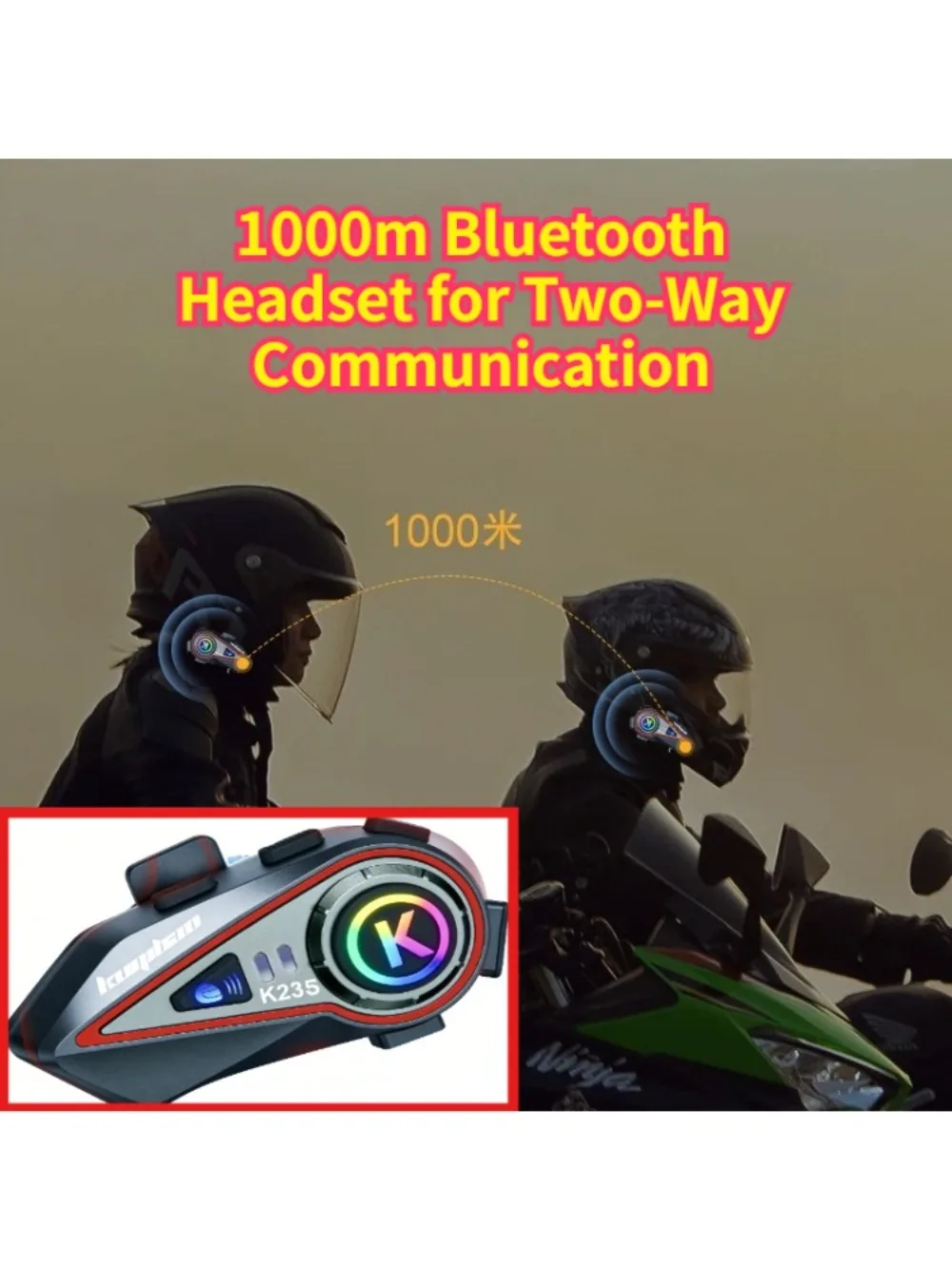

Helmet bluetooth headset motorcycle bluetooth double intercom with light headset full half helmet waterproof