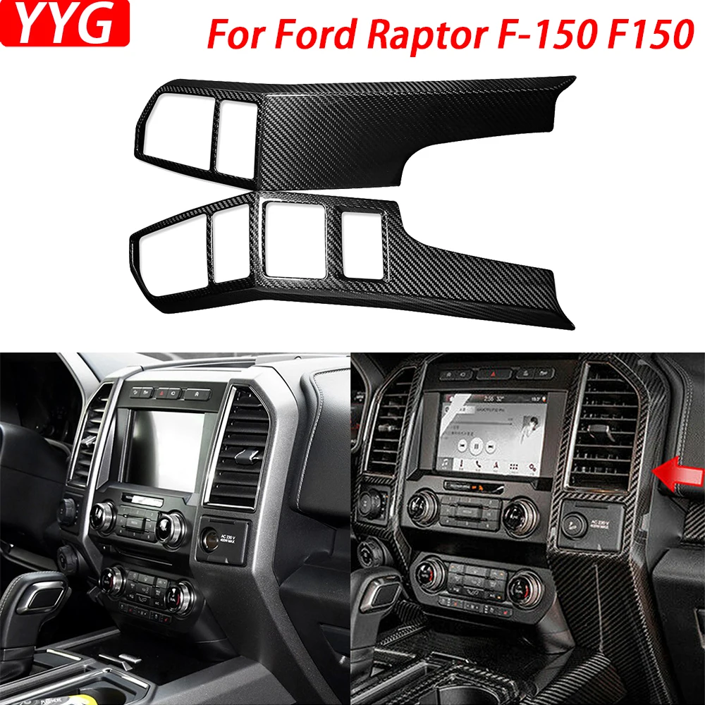 

For Ford Raptor F-150 F150 2015-2020 Real Dry Carbon Fiber Central Console Air Conditioning Outlet Panel Cover Car Accessories